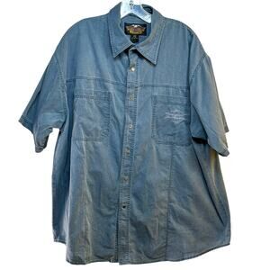 Vintage Harley Davidson Short Sleeve Snap Front Shirt Men’s XXXL Gray Hong Kong